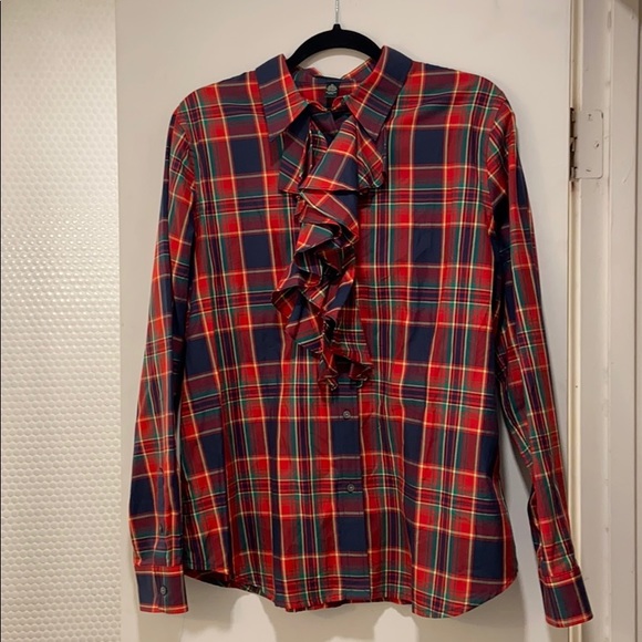 Lauren Ralph Lauren Tops - Ralph Lauren Holiday Ruffle Tartan Plaid Top NWOT
